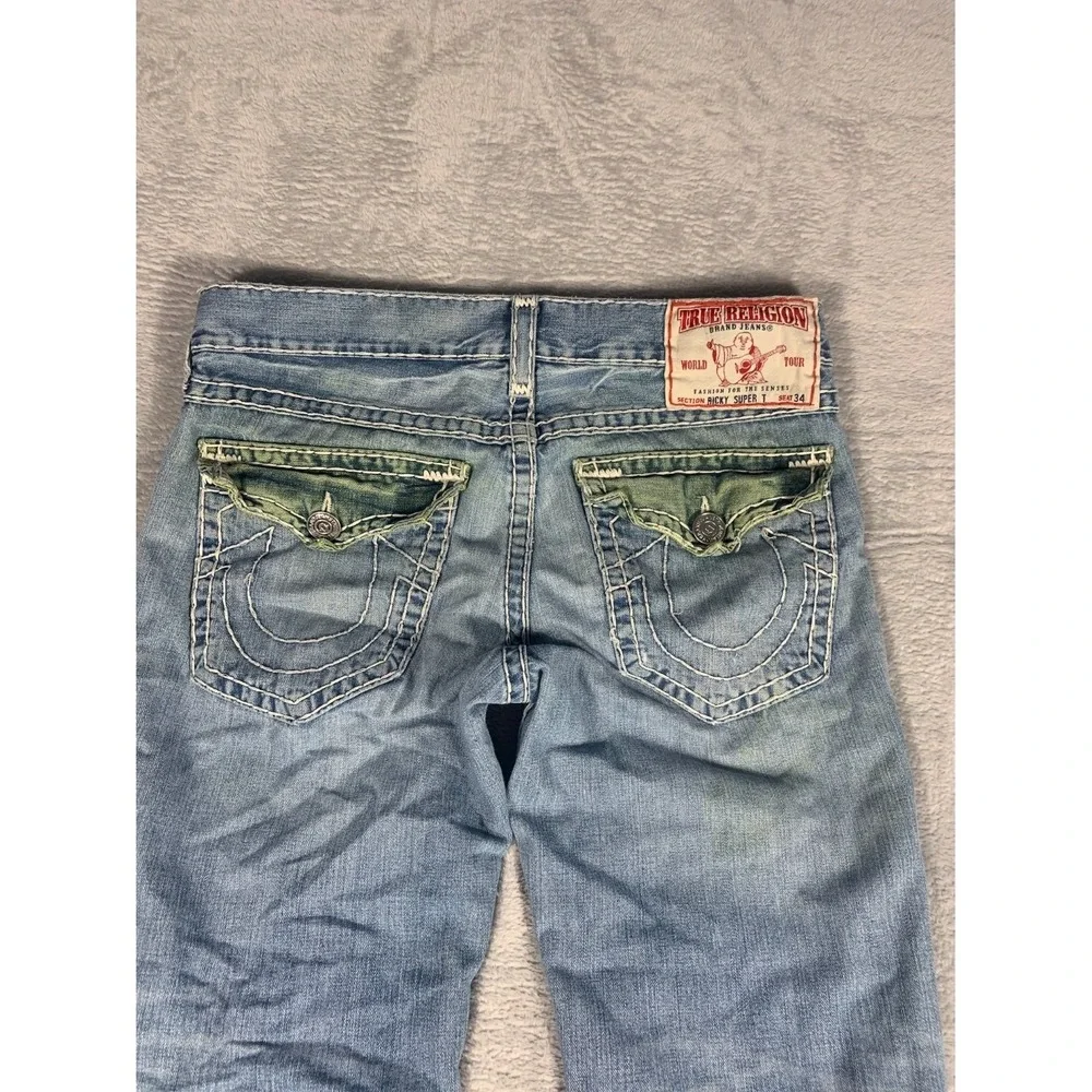 2000s True Religion Ricky Super T Jeans Mens 36x32 Blue Denim 24-859NBT2